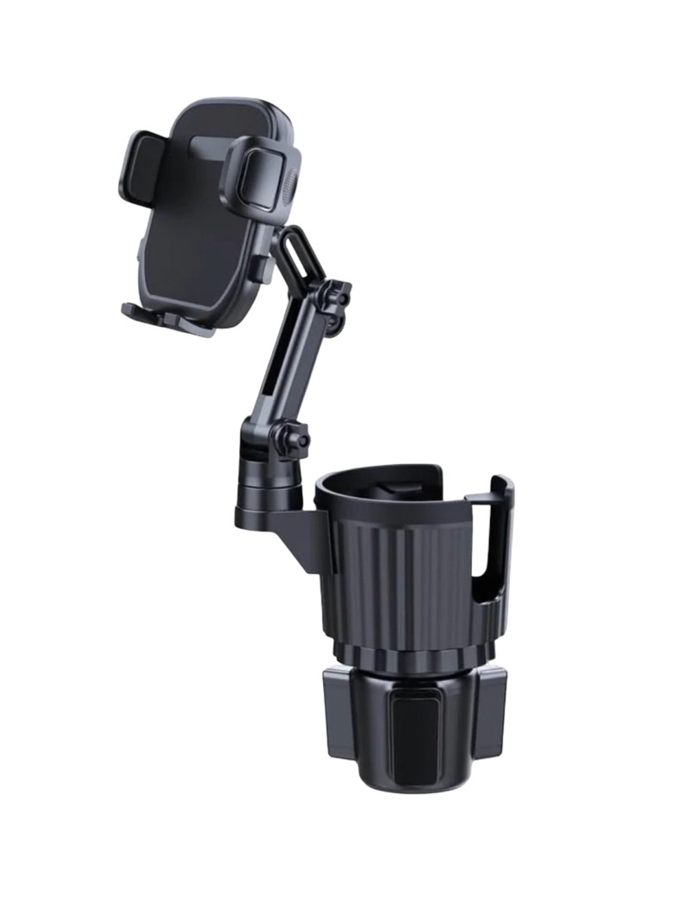 Universal Black Car Cup Holder Phone Mount - Adjustable Arm